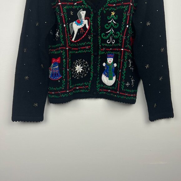 Designers Studio Originals Women's Ugly Christmas Cardigan Sweater Size Medium - Picture 2 of 7